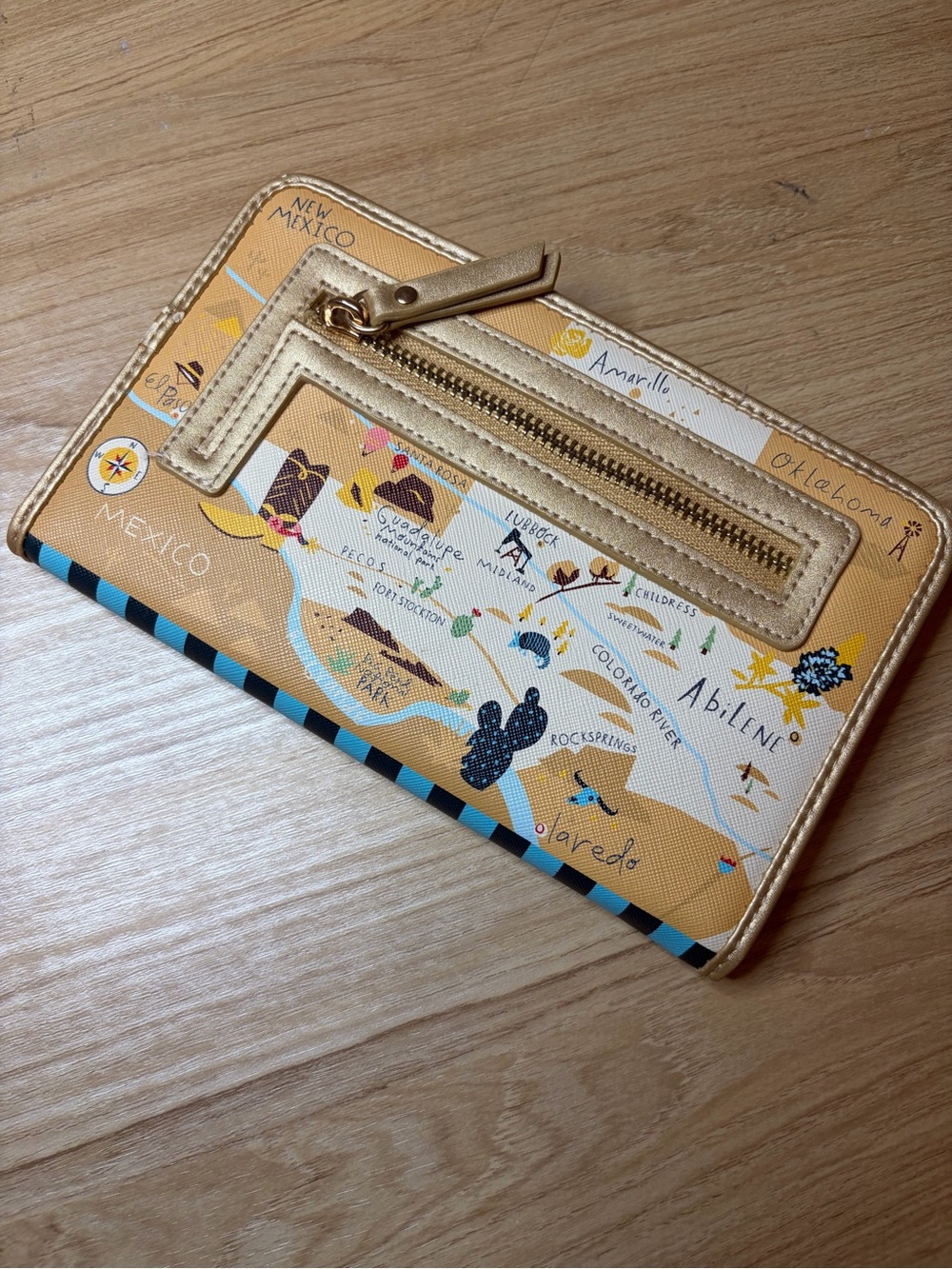 Spartina 449 Texas Lone Star State Map Travel Wallet Organizer Continental - Picture 5 of 10